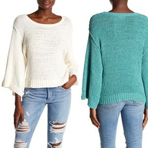 Abound Boxy Tape Yarn Knit Sweater in Green Agate